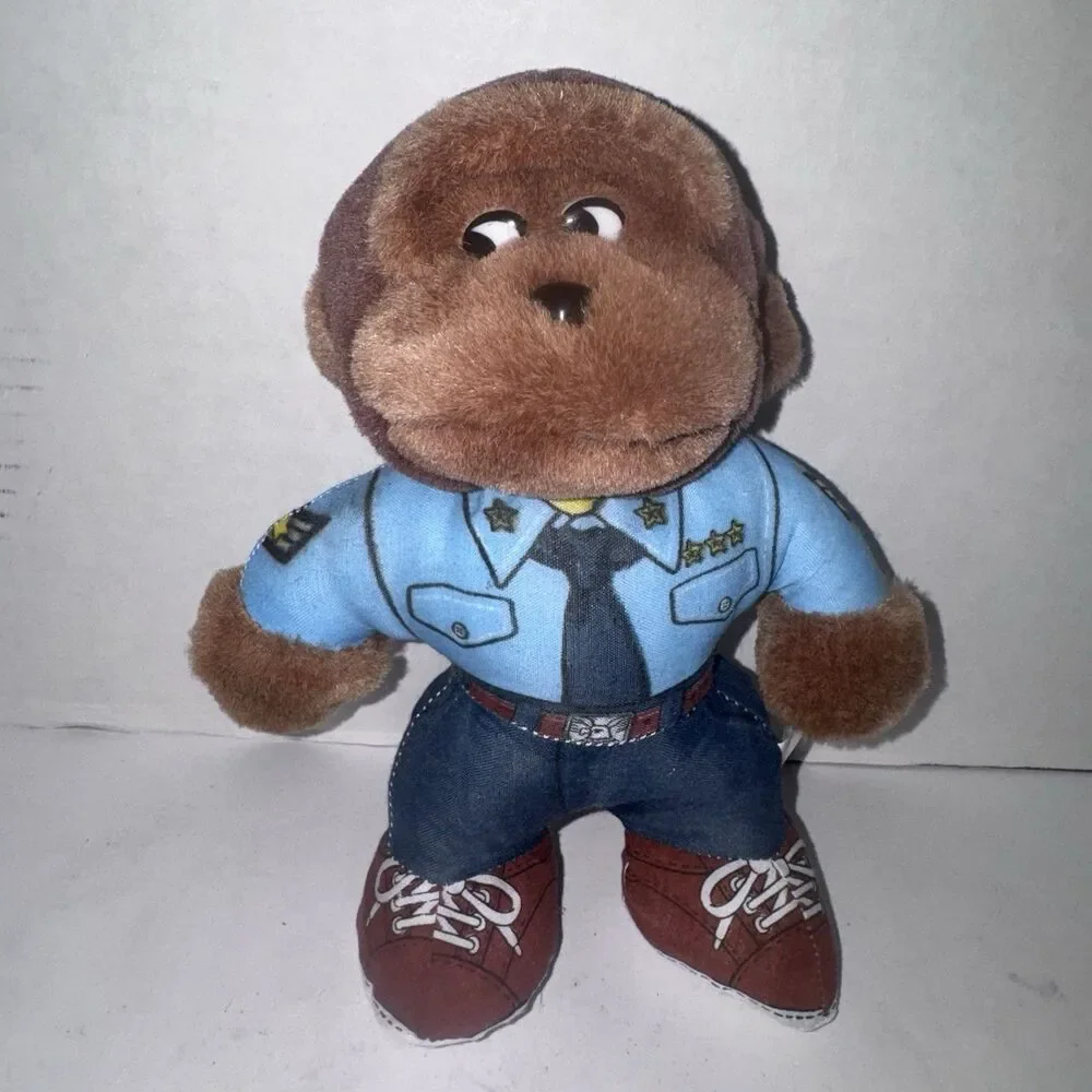 Side Eye Monkey Plush Police Officer Stuffed Animal 10” Funny Cartoon Toy Meme
